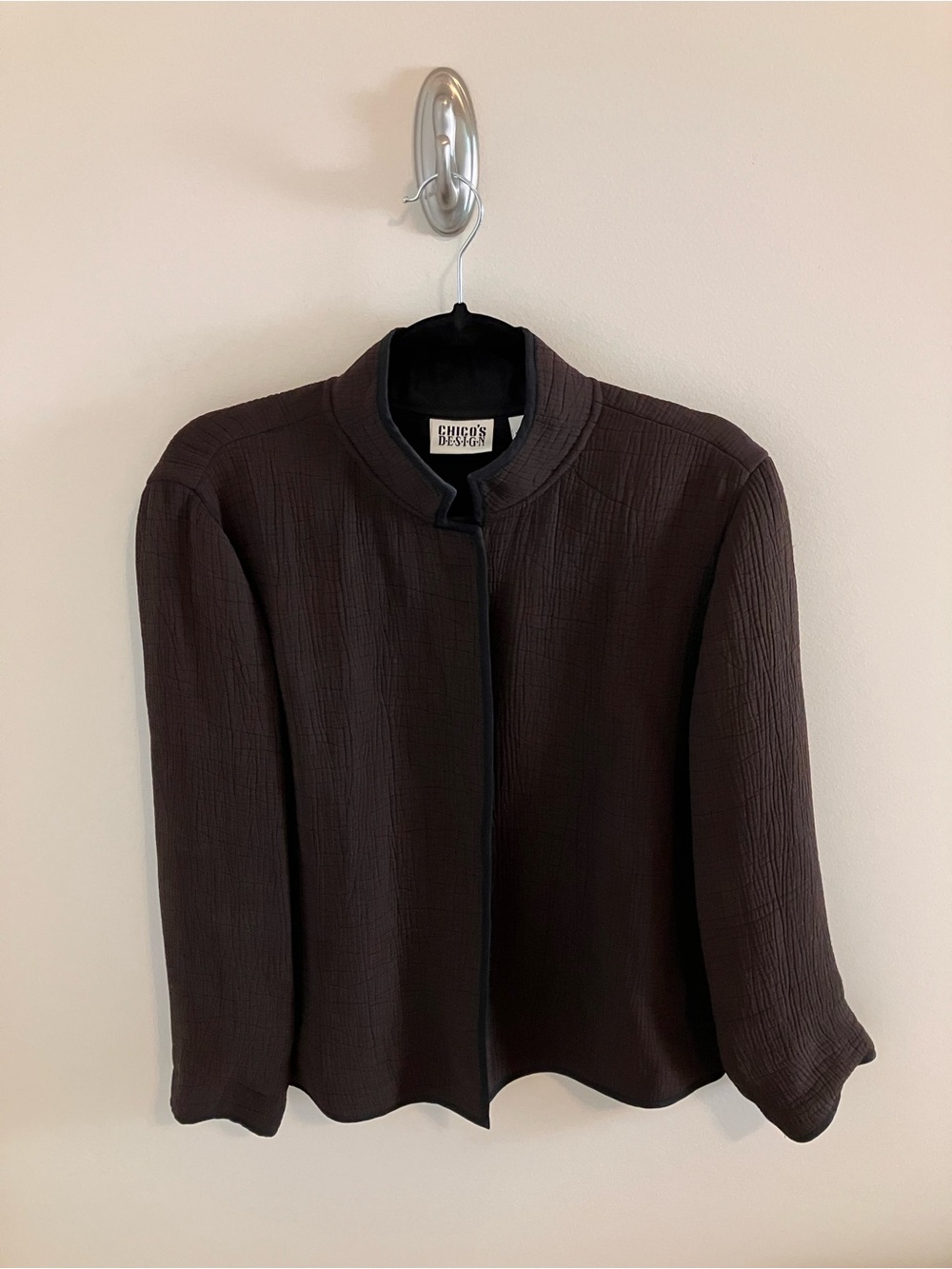 Chico's Design Silk Melange Jacket in Brown/Black Size 1 (8-10)